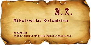 Mikolovits Kolombina névjegykártya